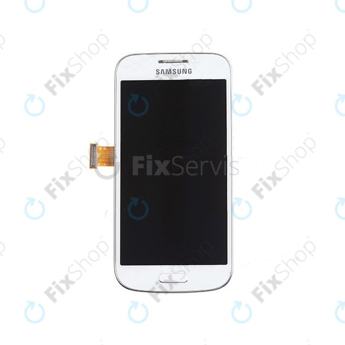 Samsung Galaxy S4 Mini i9195 - LCD Kijelző + Érintőüveg + Keret (White Frost) - GH97-14766B Genuine Service Pack