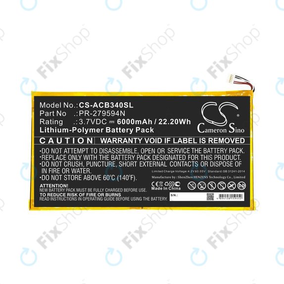 Akkumulátor Acer Iconia One 10 B3-A40, 6000mAh, Li-Pol, 3.7V, PR-279594N, HQ