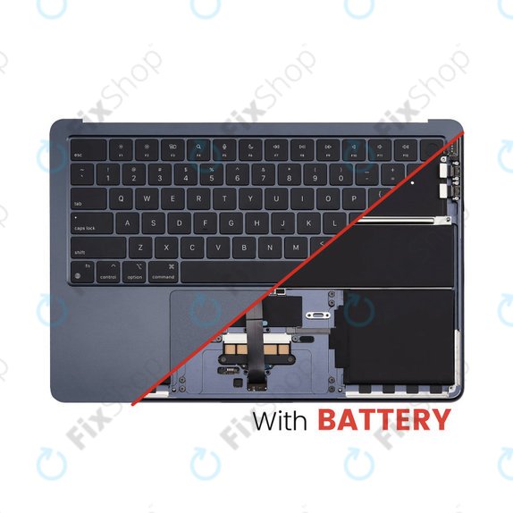 Felső billentyűzetkeret MacBook Air 13", A3113 (2024), US billentyűzettel és akkumulátorral, Midnight, 661-40230, Genuine Apple