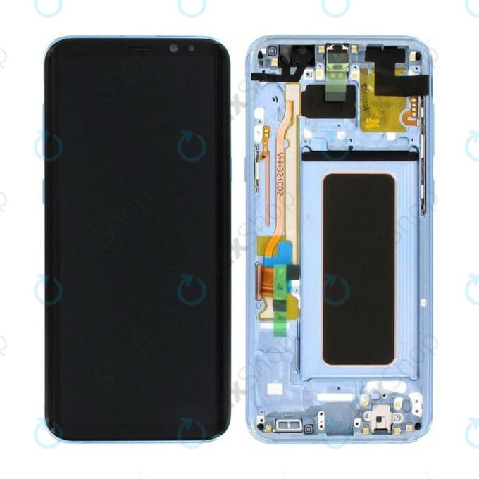 Samsung Galaxy S8 Plus G955F - LCD Kijelző + Érintőüveg + Keret (Coral Blue) - GH97-20470D, GH97-20564D, GH97-20565D Genuine Service Pack