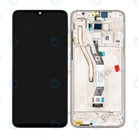 Xiaomi Redmi Note 8 Pro - LCD Kijelző + Érintőüveg + Keret (Pearl White) - 56000300G700 Genuine Service Pack