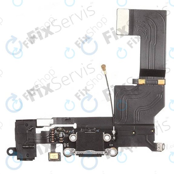 Apple iPhone 5S - Töltő Csatlakozó + Jack Csatlakozó + Mikrofon + Flex Kábelek (Black)