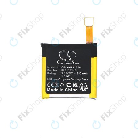 Akkumulátor Amazfit A1801, A1808, A1918, T-Rex Verge Lite, 350mAh, Li-Pol, 3.85V, PL512524G, HQ
