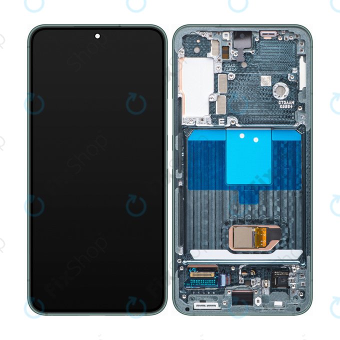 Samsung Galaxy S22 S901B - LCD Kijelző + Érintőüveg + Keret (Green) - GH82-27520C, GH82-27521C Genuine Service Pack