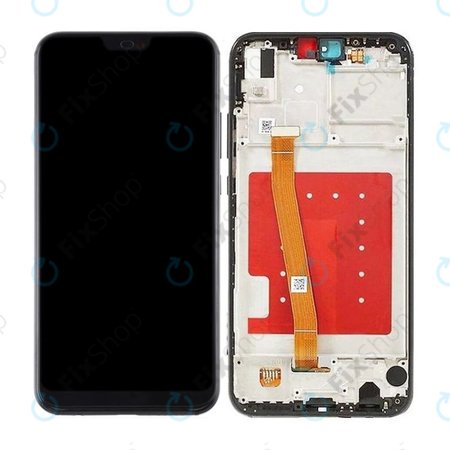 Huawei P20 lite - LCD Kijelző + Érintőüveg + Keret (Black) TFT