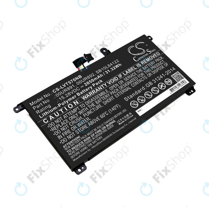 Akkumulátor Lenovo ThinkPad P51s, P52s, T570, T580, 2050mAh, Li-Pol, 15.28V, 00UR891, HQ