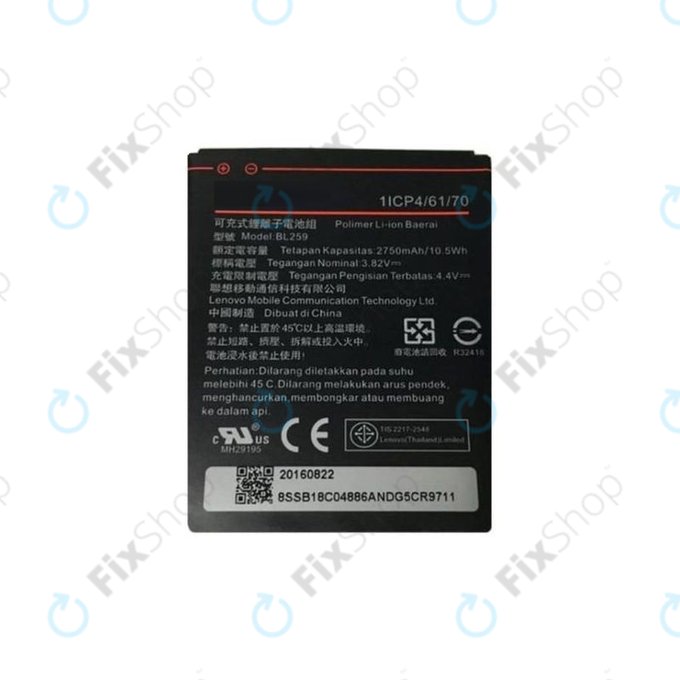 Lenovo VIBE K5 A6020a40, K5 Plus A6020a46, C2 K10a40 - Akkumulátor BL259 2750mAh