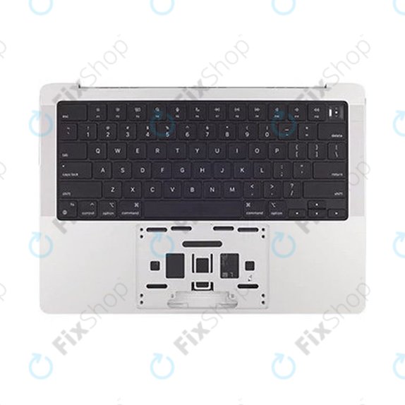 Felső billentyűzetkeret MacBook Pro 14", A2442 (2021), A2779 (2023), US billentyűzettel és akkumulátorral, Silver, 661-21973, Genuine Apple