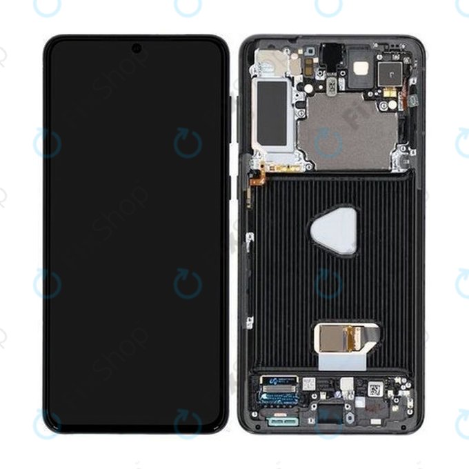 Samsung Galaxy S21 Plus G996B - LCD Kijelző + Érintőüveg + Keret (Phantom Black) - GH82-24554A, GH82-24553A, GH82-27267A Genuine Service Pack