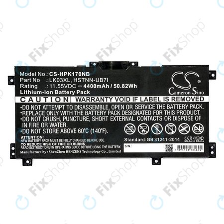 Akkumulátor HP Pavilion X360 15-CR0001NM, 4400mAh, Li-Ion, 11.55V, LK03XL, HQ