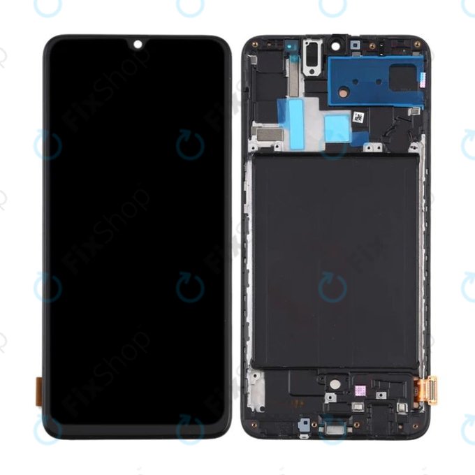 Samsung Galaxy A70 A705F - LCD Kijelző + Érintőüveg + Keret (Black) TFT