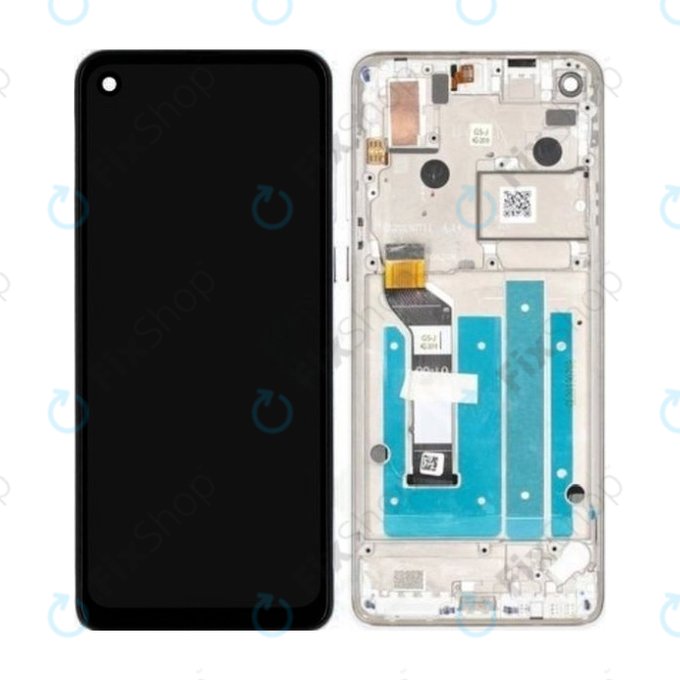 Motorola One Action XT2013 - LCD Kijelző + Érintőüveg + Keret (Pearl White) - 5D68C14738 Genuine Service Pack