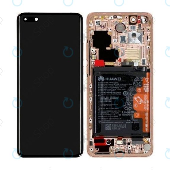 Huawei P40 Pro - LCD Kijelző + Érintőüveg + Keret + Akkumulátor + Ujjlenyomat-Érzékelő (Blush Gold) - 02353PJL Genuine Service Pack