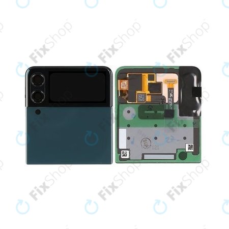 Samsung Galaxy Z Flip 3 F711B - LCD Kijelző + Érintőüveg + Keret (Külső) (Green) - GH97-26773A Genuine Service Pack