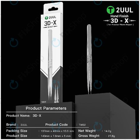 Precíziós csipesz, 3D-X kézi megmunkálású, 2UUL TW02