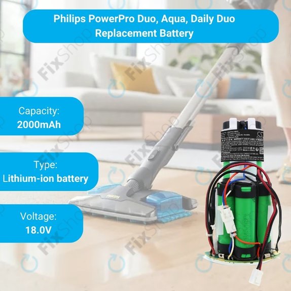 Philips PowerPro Duo, Aqua, Daily Duo - Akkumulátor 69-2008-009-223 Li-Ion 18V 2000mAh HQ