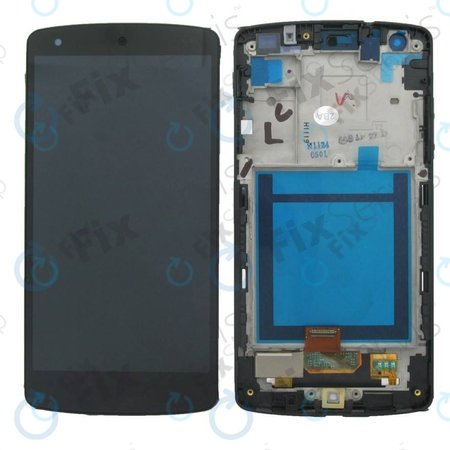 LG Nexus 5 D821 - LCD Kijelző + Érintőüveg + Keret (Black) - ACQ86661402 Genuine Service Pack