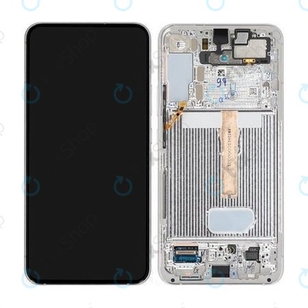 Samsung Galaxy S22 Plus S906B - LCD Kijelző + Érintőüveg + Keret (Phantom White) - GH82-27500B, GH82-27501B Genuine Service Pack