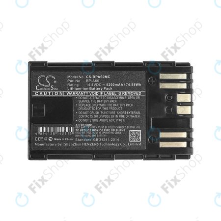 Akkumulátor Canon EOS S200, C300, 5200mAh, Li-Ion, 14.4V, BP-A60, HQ