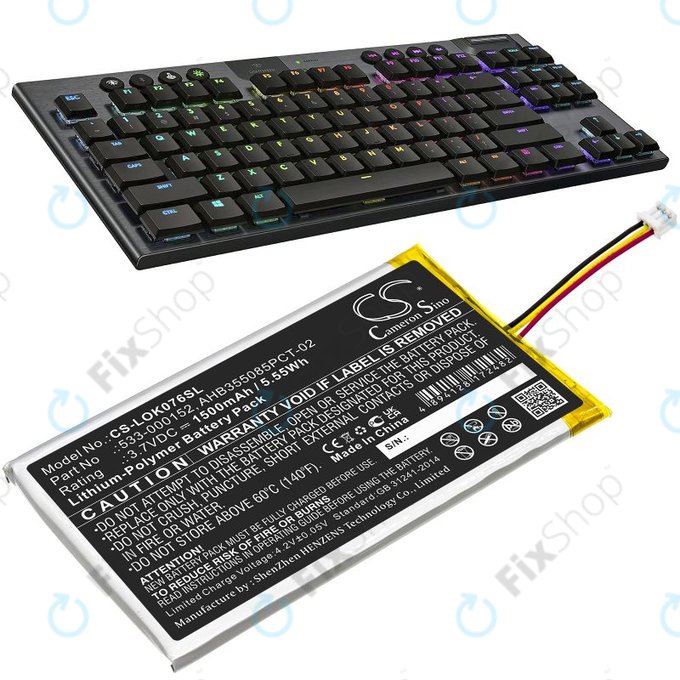 Akkumulátor Logitech G913, G913 TKL, G915, G915TKL, 1500mAh, Li-Pol, 3.7V, 533-000152, HQ