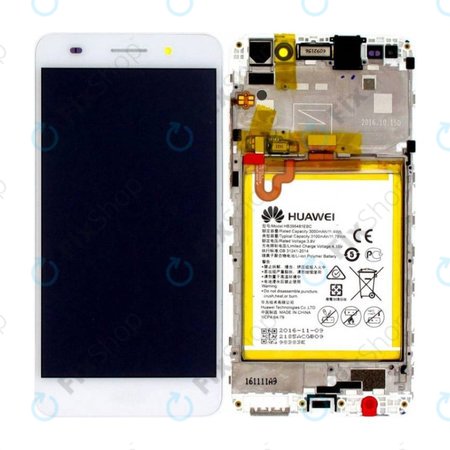 Huawei Y6 II CAM-L21 - LCD Kijelző + Érintőüveg + Keret + Akkumulátor (White) - 02350VRS Genuine Service Pack
