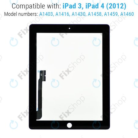 Apple iPad 3, iPad 4 - Érintőüveg + Home/Kezdőlap gomb (Black)