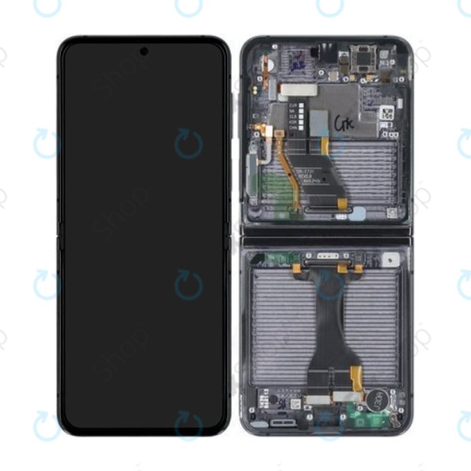 Samsung Galaxy Z Flip 5 F731B - LCD Kijelző + Érintőüveg + Keret (Graphite) - GH82-31827A Genuine Service Pack