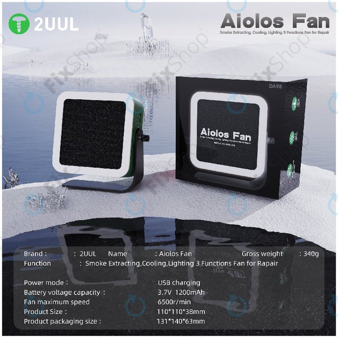 Füstelszívó és hűtőventilátor LED világítással, 2UUL DA98