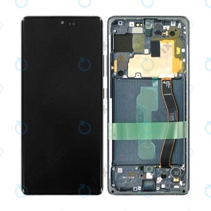 Samsung Galaxy S10 Lite G770F - LCD Kijelző + Érintőüveg + Keret (Prism Black) OLED
