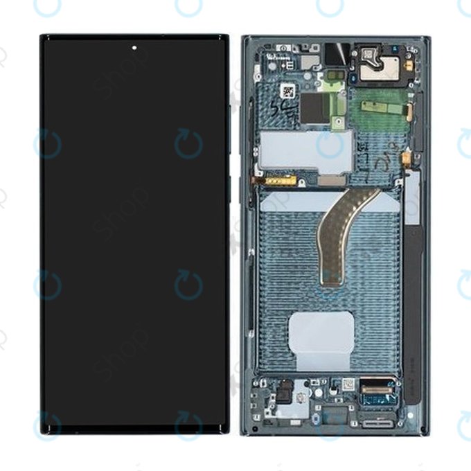 Samsung Galaxy S22 Ultra S908B - LCD Kijelző + Érintőüveg + Keret (Green) - GH82-27488D Genuine Service Pack