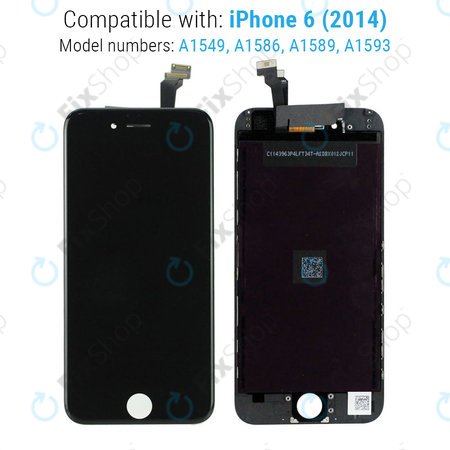 Apple iPhone 6 - LCD Kijelző + Érintőüveg + Keret (Black) TFT