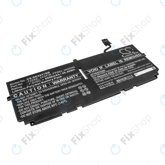 Akkumulátor Dell XPS 13 9300, 9380, 9310, 6500mAh, Li-Pol, 7.6V, 2XXFW, HQ