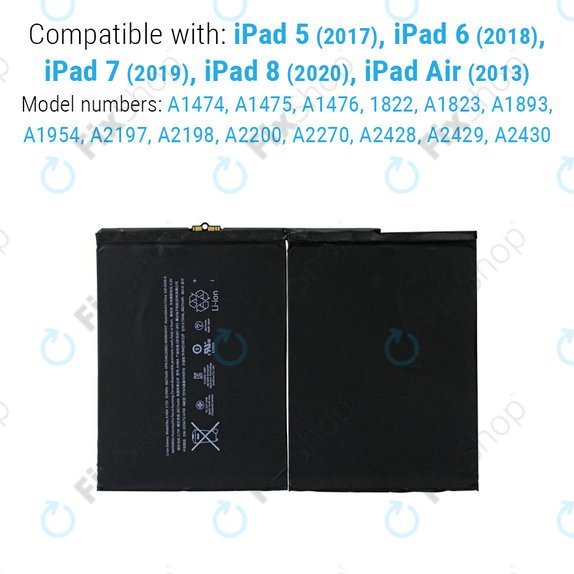 Apple iPad Air, iPad (5th Gen 2017 - 9th Gen 2021) - Akkumulátor 8827mAh