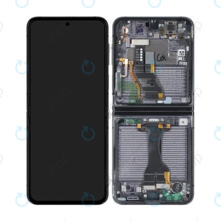 Samsung Galaxy Z Flip 5 F731B - LCD Kijelző + Érintőüveg + Keret (Graphite) - GH82-31827A Genuine Service Pack