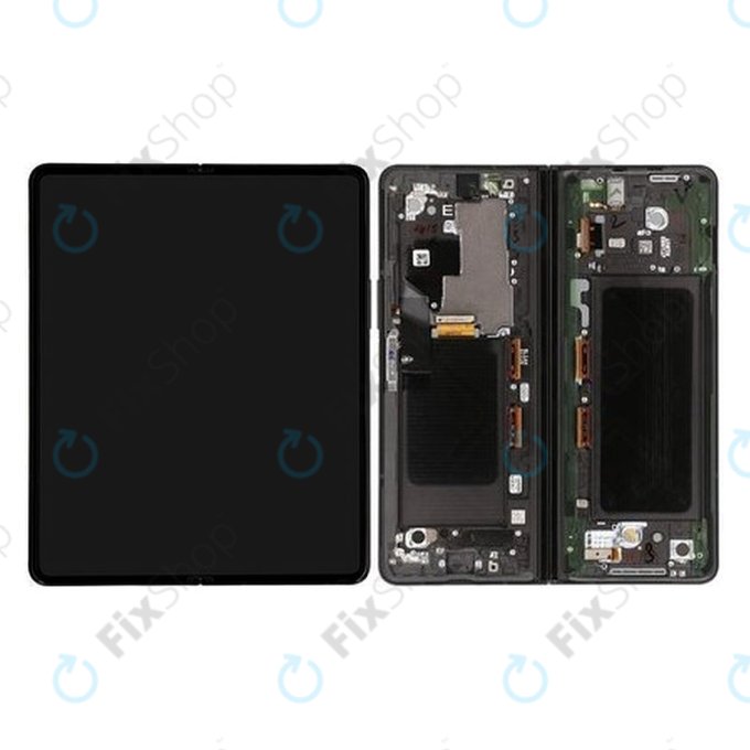 Samsung Galaxy Z Fold 3 F926B - LCD Kijelző + Érintőüveg + Keret (Phantom Black) - GH82-26283A, GH82-26284A Genuine Service Pack