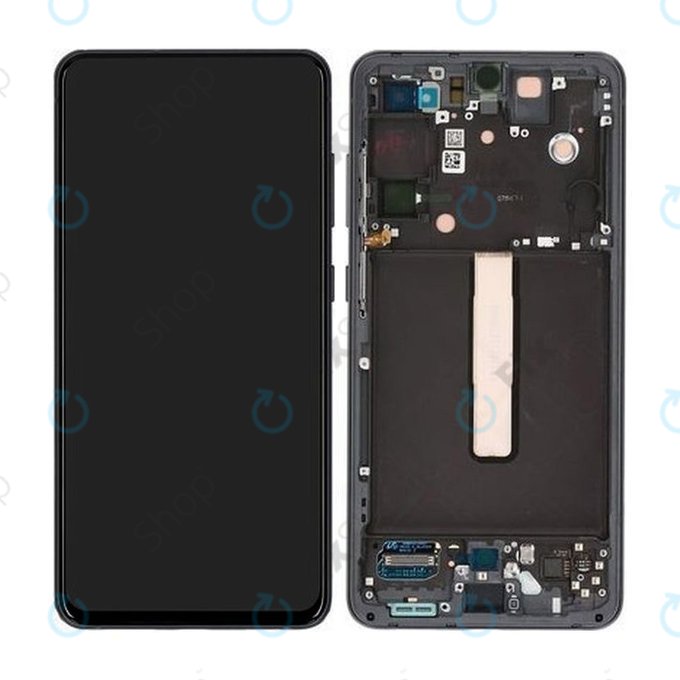 Samsung Galaxy S21 FE G990B - LCD Kijelző + Érintőüveg + Keret (Graphite) - GH82-26414A, GH82-26420A, GH82-26590A Genuine Service Pack
