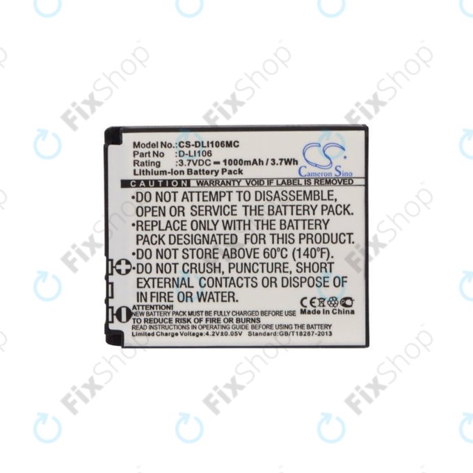 Akkumulátor Kodak PIXPRO SP1, Kodak PIXPRO SP1 HD, 1000mAh, Li-Ion, 3.7V, D-LI106, HQ