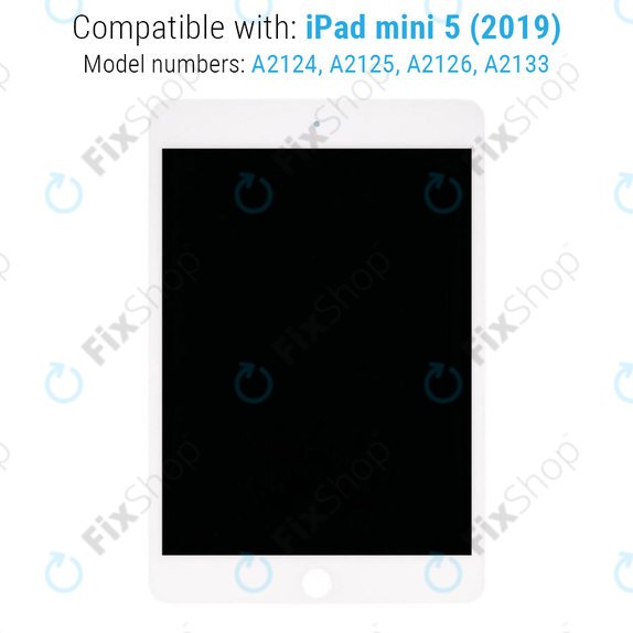 LCD Kijelző iPad Mini 5, White, Érintőüveg keret nélkül