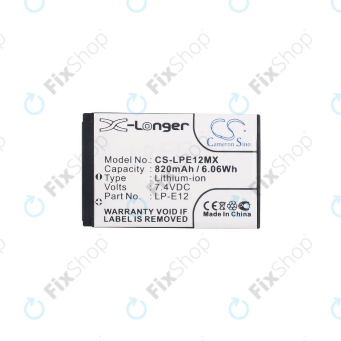 Canon EOS 100D, M, M2, M10, M50, M100, Kiss X7, SL1, PowerShot SX70 HS, Rebel SL1 - Akkumulátor LP-E12 Li-Ion 820mAh HQ