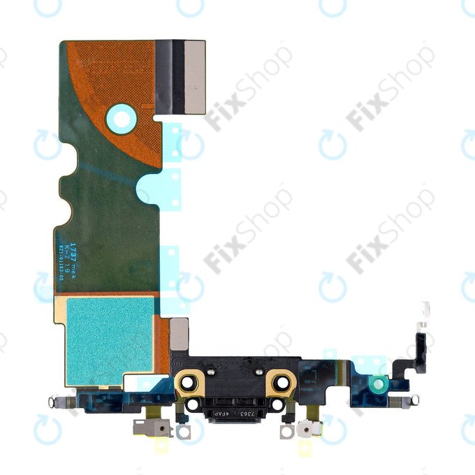 Apple iPhone 8 - Töltő Csatlakozó + Rugalmas Kábel (Black)