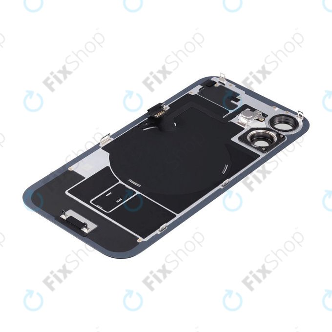Apple iPhone 16 Plus - Hátsó üveg + Kamera lencse + Fémlemez + Magsafe mágnes (Black)
