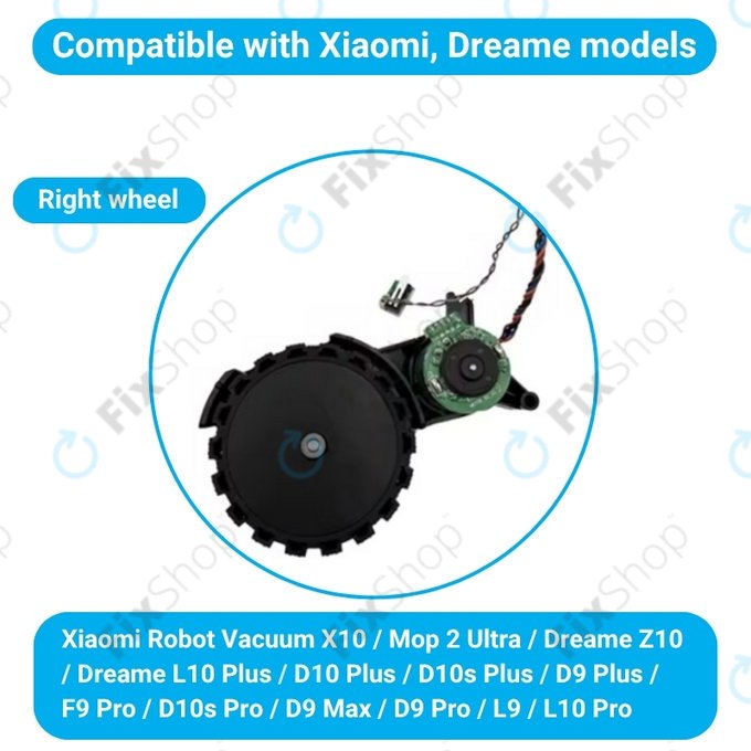 Xiaomi Robot Vacuum X10, Dreame Z10 Pro, L10 Plus, D10 Plus - Kerék Motorral (Jobb) (Fekete)