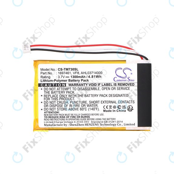 Akkumulátor TomTom Go 530 Live, 630T, 720, 730T, 930T, 1697461, Li-Polymer, 3.7V, 1300mAh, HQ