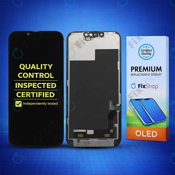 Kijelző Hard OLED iPhone 13, Érintőüveg kerettel, FixPremium