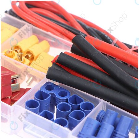 Amass - Akkumulátor csatlakozó készlet (T-csatlakozó, EC3, XT60, szilikon vezeték és hőzsugorító)