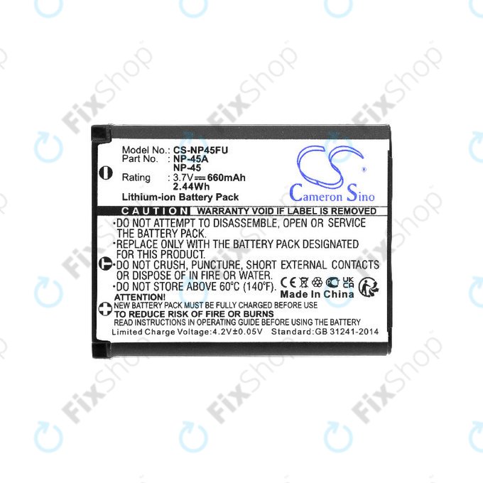 Akkumulátor Leica, ALBA, Fujifilm, Avision, Praktica, Medion, 660mAh, Li-ion, 3.7V, NP-45, HQ