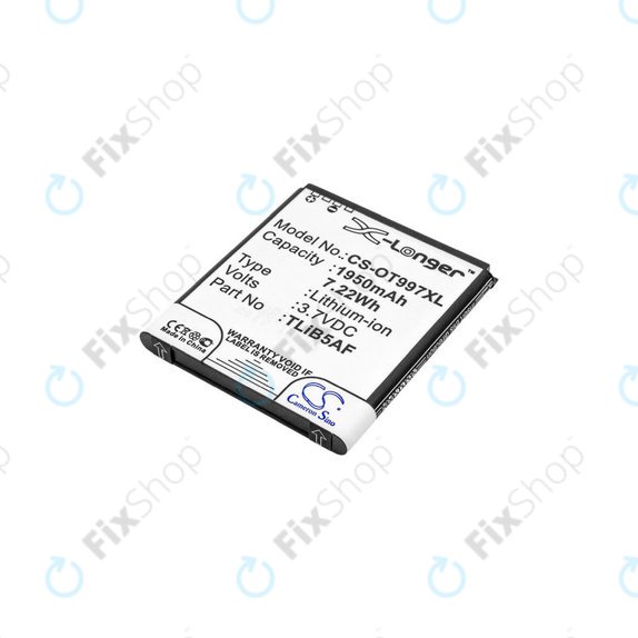 Akkumulátor Alcatel One Touch 997, X Pop, TCL S710, S800, 1950mAh, Li-Ion, 3.7V, TLiB5AF, HQ