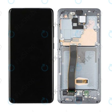 Samsung Galaxy S20 Ultra G988F - LCD Kijelző + Érintőüveg + Keret + Elapi Kamera (Cosmic Gray) - GH82-22271B, GH82-22327B Genuine Service Pack