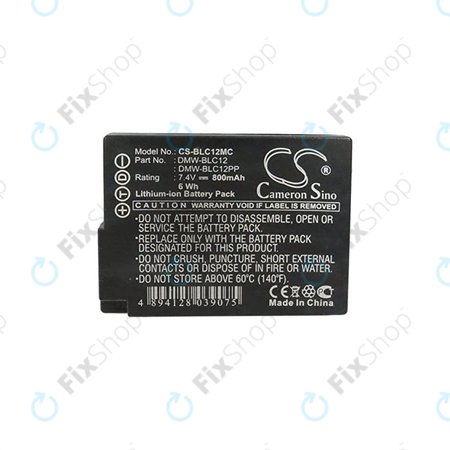 Panasonic Lumix DMC-FZ200, FZ1000, FZ2000, G5, G6, G7, G81, GH2, GX8 - Akkumulátor DMW-BLC12 Li-Ion 800mAh HQ