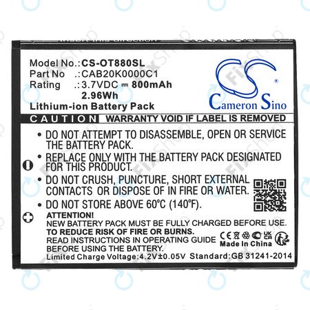 Akkumulátor Alcatel Onetouch, 800mAh, Li-ion, 3.7V, BTR510AB, HQ